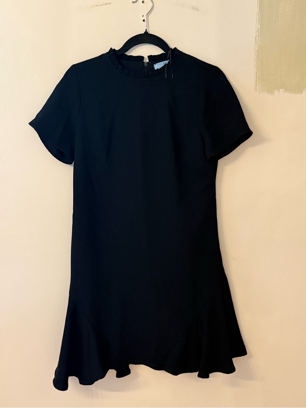CeCe Black Short-Sleeve Ruffle Hem Mini Dress
